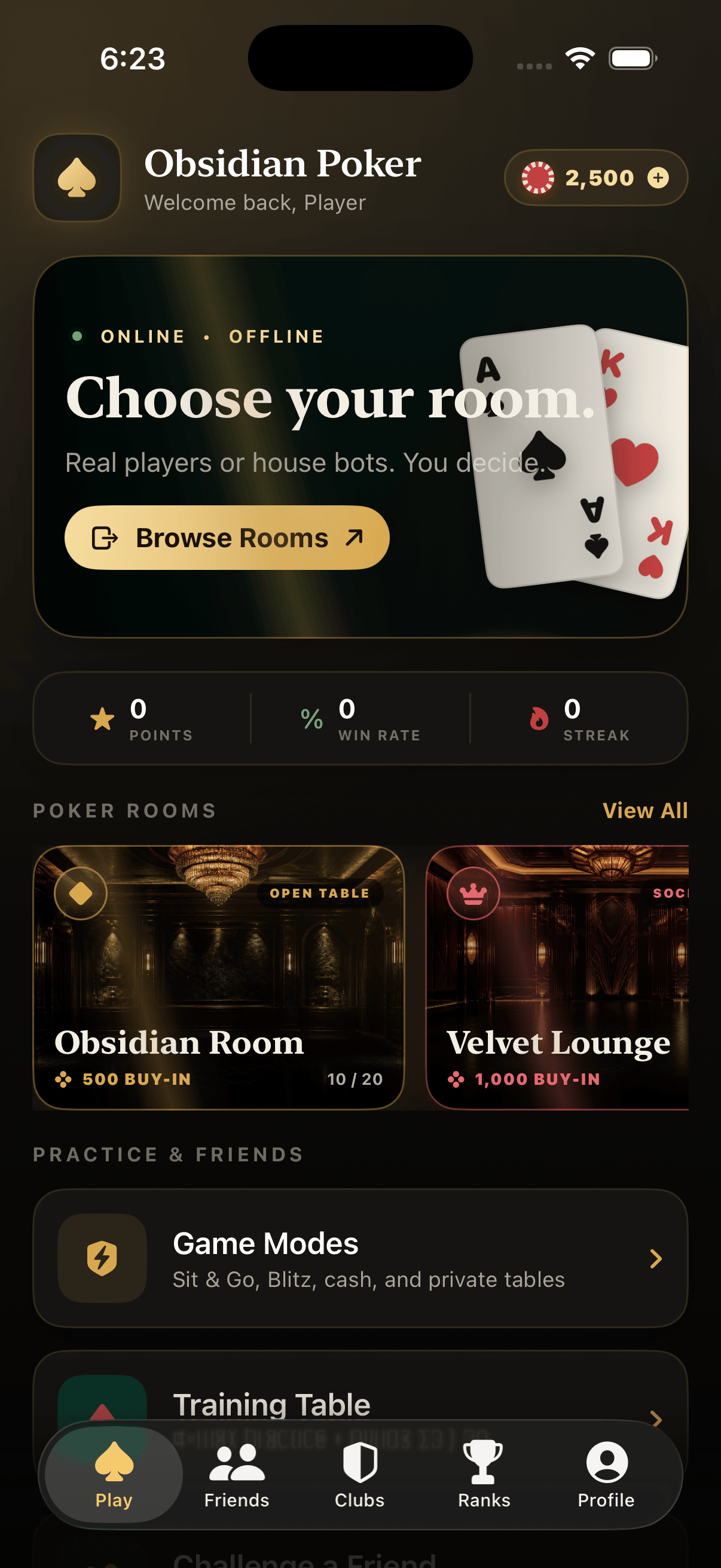 Obsidian Poker app screenshot